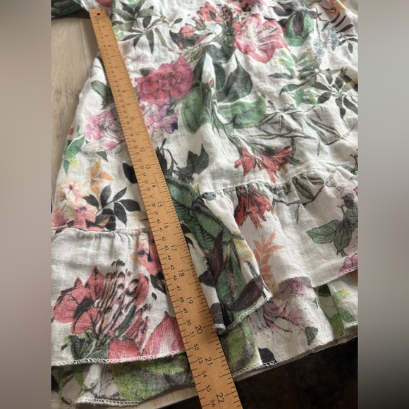 Piazza del Tempio 100% linen floral ruffle hem dress tunic size medium Italian - Picture 8 of 9